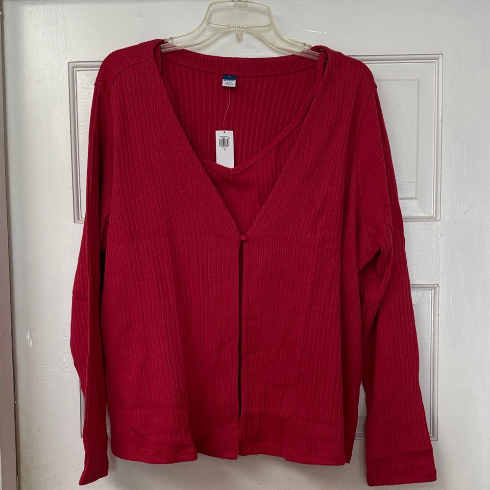 Old Navy Red Knit Cardigan and Tank